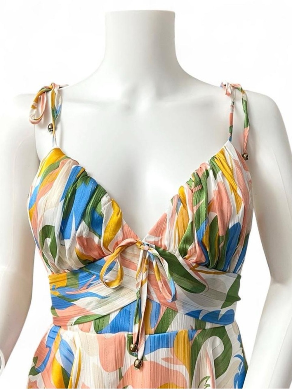 Luxxel Multicolor Striped Floral Tie-Shoulder Romper - Picture 3 of 8